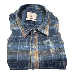 Original Denim 1975 Plaid Shirt Button down Blue Men's size XL